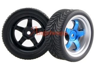 Car on Road 26mm 5 Spoke Wheel Rim Rubber Tyre Tires 9051 8007