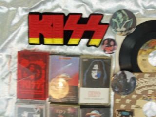 Lot 21 Vintage Kiss Rock Collectibles Big Kiss Patch Tapes Stickers