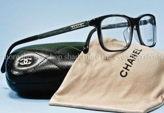 Authentic Chanel 3205 A Eyeglasses Frame Crystal Black Wood Glasses