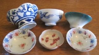 Antique Chinese Export Porcelain Salt Dips Tea Cups Miniature Mini