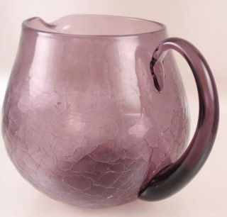 Blenko Crackle Glass Amethyst Wide Mouth Pitcher 3750