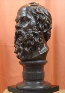 Original Greek Monumental Socrates Louvre Paris Bronze Bust Statue