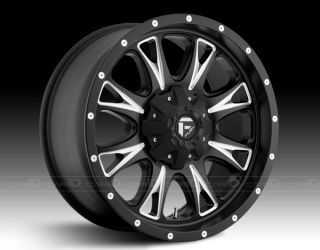 18 INCH FUEL THROTTLE BLACK/ MACHINED WHEEL/ RIM AND TIRE PACKAGE
