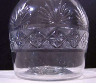 Antique 3 Ring Blown Flint Glass Decanter Bottle Orig Stopper Cut Fan