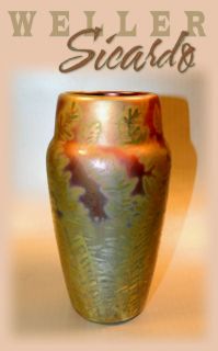 Weller SICARDO Vase FERN Design 7.375 Tall   Jacques SICARD 1902 1907