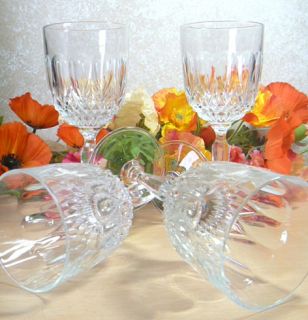 Bohemian Glass 4 Heavy Generous Dimple Pattern Wine Glasses