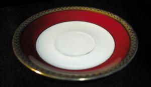 Antique Vintage RARE Royal Bayreuth China Plate Teacup Saucer Red Gold