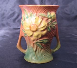 Roseville Peony Low Vase 57 4 Excellent Condition