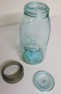Antique Fruit Jar Gem Iron Cross Glass Lid