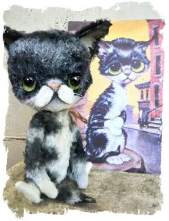 Antique RETRO Style ★ Big Eye Sad Pity Kitty CAT  Needs A Home★by