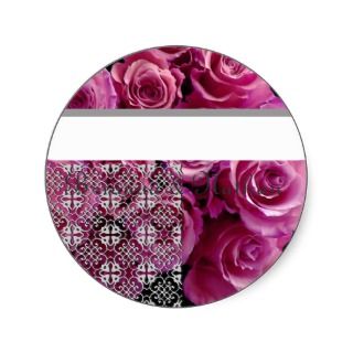 PINK Roses Wedding Bride & Groom Envelope Seal Stickers