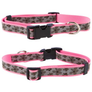 Reflective Dog Collar  Top Paw Pink Daisy Reflective Dog Collar