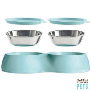 Dog Dish  Martha Stewart Pets Double Feeder Dog Bowl
