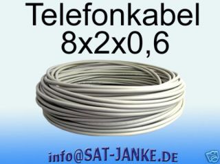 60€/m) 8x2x0,6 Verlegekabel Telefon Kabel 16 Adern ISDN 50m