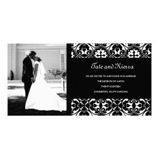 311 BLACK DAMASK WEDDING PHOTO CARD