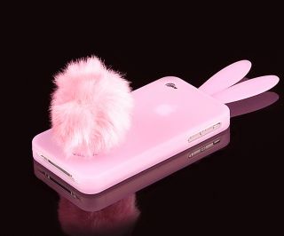 iPHONE 4 4S BUNNY CASE Hase Hülle Bumper Tasche Rosa Pink Cover TPU