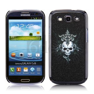 Skull Schutz Hülle Gehäuse Schwarz Bling f. Samsung Galaxy S3 III