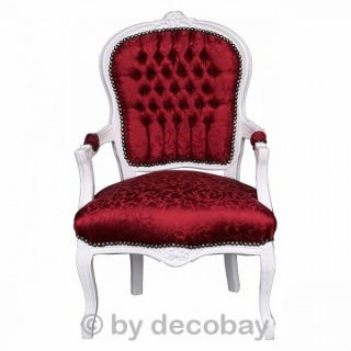 Salonstuhl Rot weiß Barock Stuhl Antik Stil rot weiß