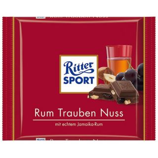 28EUR/1kg) Ritter Sport Rum Trauben Nuss 100g 5er Pa
