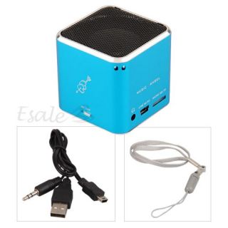 Mini Micro SD TF USB Lautsprecher Boxen Blau fuer MP3 MP4 Handy