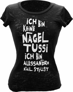 alessandro Designer Shirt Nageltussi Schriftzug super witzig schwarz