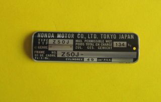 Honda Typenschild für Monkey Z50J