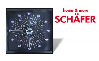 Wanduhr 49 cm Uhr lila mit Edelstein Optik Kristalle