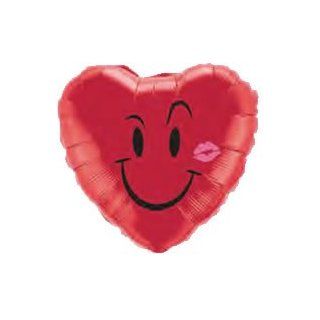 Folienballon Herz mit Smiley und Kuss Kuß   Herz rot ca. 45 cm