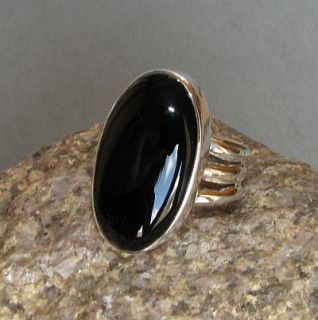massiver Onyx Ring Silberring mit großem Onyx 925/  Gr. 56