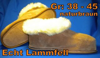 Leder Lammfell Hausschuhe Hüttenschuhe Schlafschuhe braun Leather