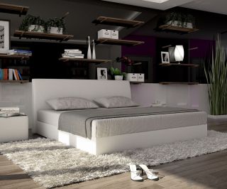 Komplettbett Lemar 140x200cm Weiss Design Bett inkl Matratze Komplett