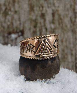 toller Valknut Ring Bronze 60 70 Wikinger Mittelalter