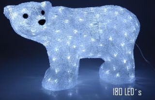 3D LED Acyrl Eisbär Bär Polarbär beleuchtet Innen + Außen