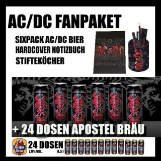 AC/DC Fanpaket mit 30 Dosen Bier und Merchandising