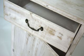 KABINETT aus Recycling Holz gross H 76 cm weiss antik Beistellschrank