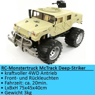 RC Monstertruck, 14/74cm, wüstentarn Modell Armee Truck McTrack Deep