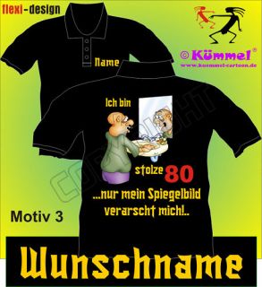 Geburtstag Poloshirt T Shirt 80 Jahre + NAME Motiv 3