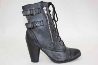 Damen Schnürstiefel mit Absatz im Military Stil Schuhe