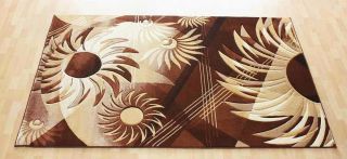 A89 Velours Teppich modern 160 x 230 cm Mango Collection Gelb Braun