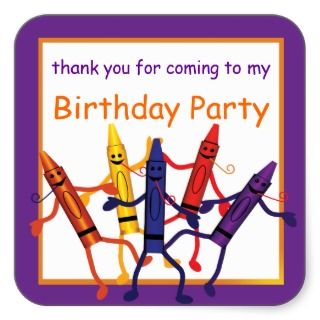 Kids Birthday Crayon Party Favors Large Sticker
