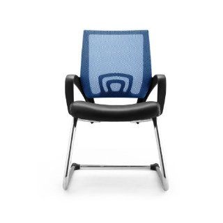 Konferenzstuhl Besucherstuhl Stuhl Ancona ~ Leder, blau 
