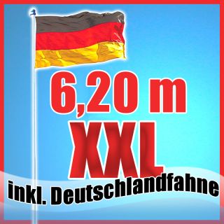 Fahnenmast Flaggenmast Alumast XXL 6,20 m inkl. Deutschlandfahne