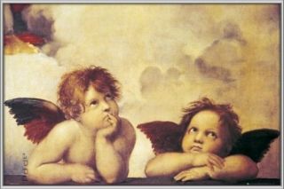 Poster Raphael Angels Engel Gemälde silber Rahmen NEU