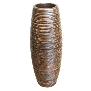 Deko Vase aus Holz in angesagter Rillenoptik   41cm (Dunkelbraun