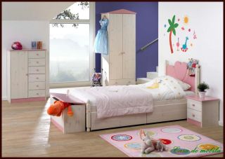 BETT SCHUBLADE 90x190 für Kinderbett Kiefer massiv weiß