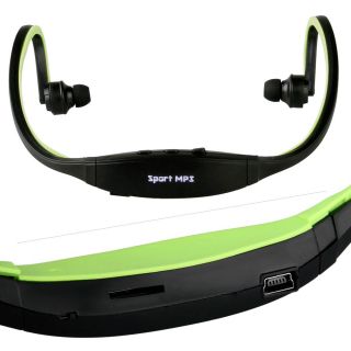Sport MP3 Musik Player Spieler USB WAV WMA Kopfhoerer Headset gruen