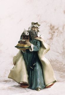 Krippenfigur Melchior mit Gold 30x20x40 cm Wetterfest Heilige drei