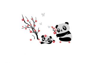 Schlafzimmer Wandbild Panda Wandaufkleber Bilder Wandtattoo 500 x 700