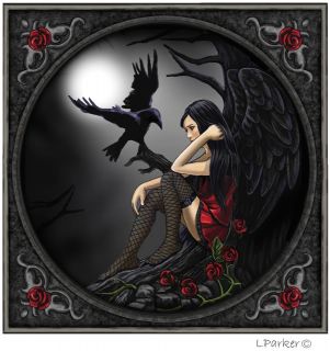 Lisa Parker Rabe schwarzer Engel Karte Grußkarte Gothic