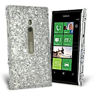 Silber Feiner Glanz Glitter Rückschale Schutzhülle Nokia Lumia 800